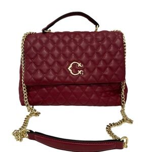 C. Wonder Quilted Burgundy Shoulder Bag with Gold Chain